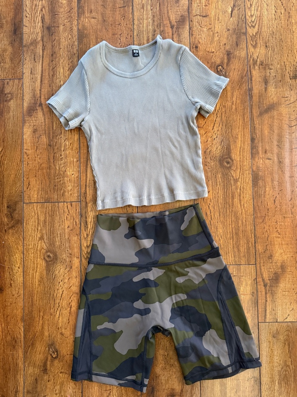 aerie Olive Green Camo High-Waist Biker Shorts